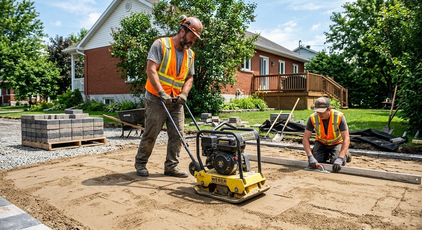 Aménagement extérieur pavé uni à Bégin, Québec