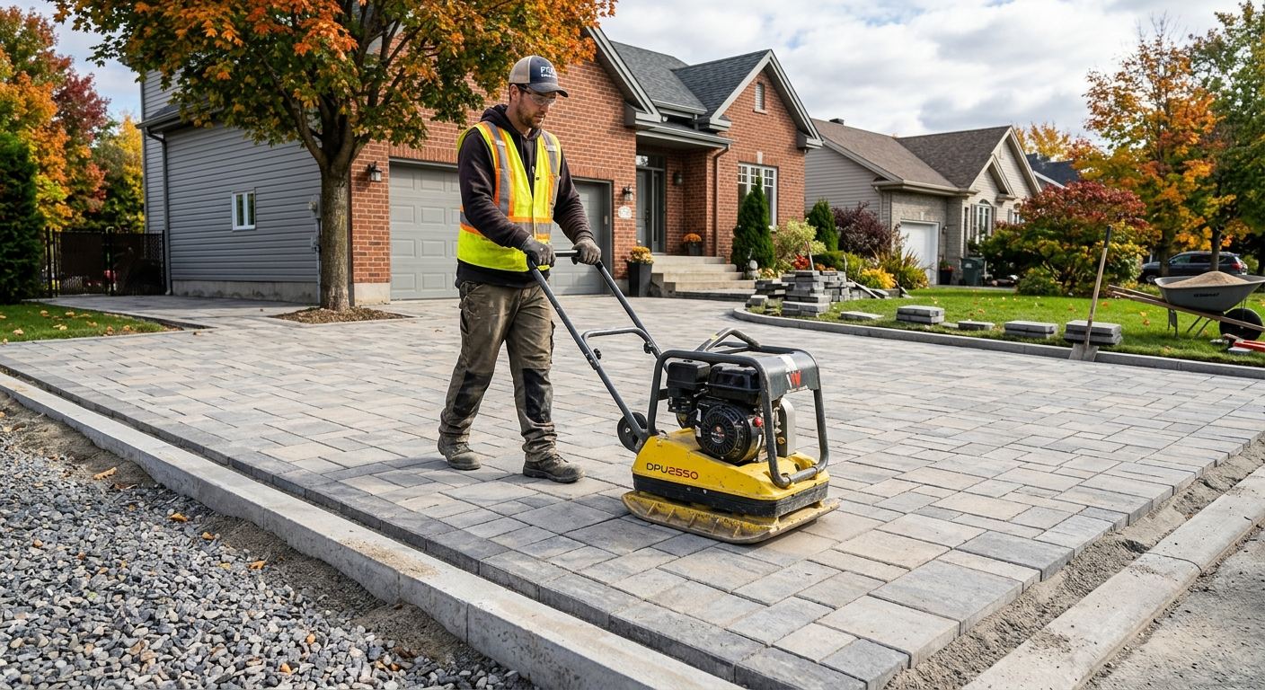 Patio pavé uni à Bedford